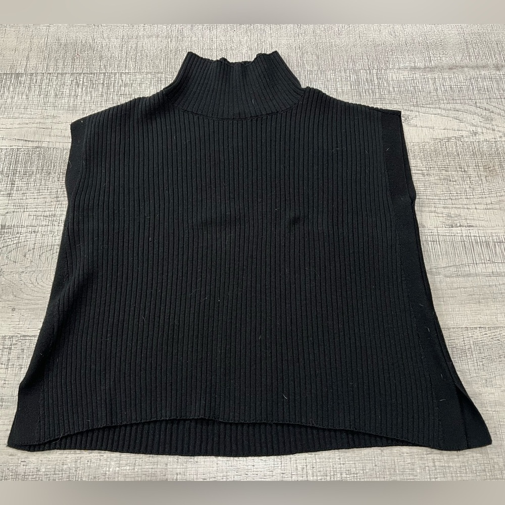Eileen Fisher Black Merino Turtleneck Top in Regenerative Wool Size Medium - Picture 2 of 10